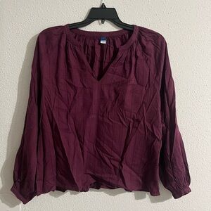 Old Navy Womens Plum Peasant Blouse